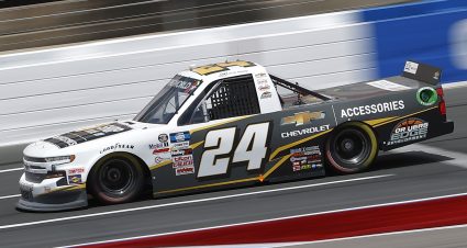CONCORD, NORTH CAROLINA - MAY 28: Jack Wood, driver of the #24 Chevy Accessories Chevrolet, drives during practice for the NASCAR Camping World Truck Series North Carolina Education Lottery 200 at Charlotte Motor Speedway on May 28, 2021 in Concord, North Carolina. (Photo by Maddie Meyer/Getty Images) | Getty Images