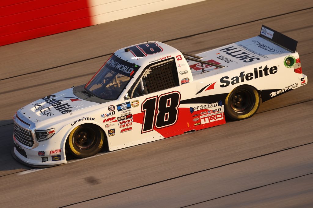 DARLINGTON, SOUTH CAROLINA - MAY 07: Chandler Smith, driver of the #18 Safelite AutoGlass Toyota, drives during the NASCAR Camping World Truck Series LiftKits4Less.com 200 at Darlington Raceway on May 07, 2021 in Darlington, South Carolina. (Photo by Chris Graythen/Getty Images) | Getty Images