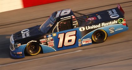 DARLINGTON, SOUTH CAROLINA - MAY 07: Austin Hill, driver of the #16 United Rentals Toyota, drives during the NASCAR Camping World Truck Series LiftKits4Less.com 200 at Darlington Raceway on May 07, 2021 in Darlington, South Carolina. (Photo by Chris Graythen/Getty Images) | Getty Images