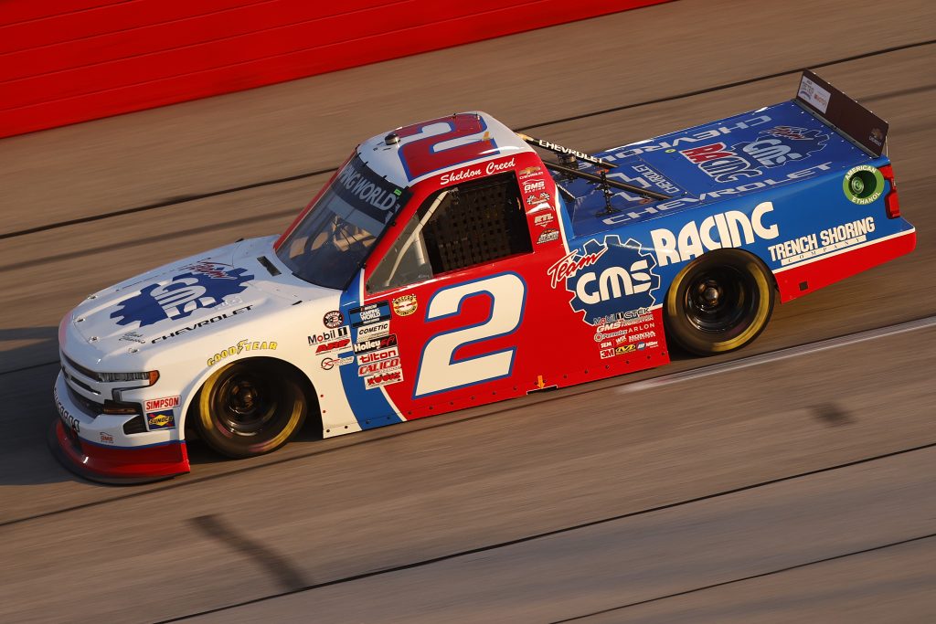DARLINGTON, SOUTH CAROLINA - MAY 07: Sheldon Creed, driver of the #2 GMS Racing Chevrolet, drives during the NASCAR Camping World Truck Series LiftKits4Less.com 200 at Darlington Raceway on May 07, 2021 in Darlington, South Carolina. (Photo by Chris Graythen/Getty Images) | Getty Images