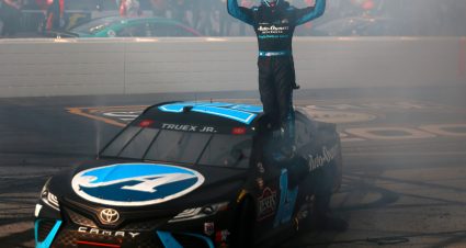 DARLINGTON, SOUTH CAROLINA - MAY 09: Martin Truex Jr., driver of the #19 Auto-Owners Insurance Toyota, celebrates after winning the NASCAR Cup Series Goodyear 400 at Darlington Raceway on May 09, 2021 in Darlington, South Carolina. (Photo by Sean Gardner/Getty Images) | Getty Images