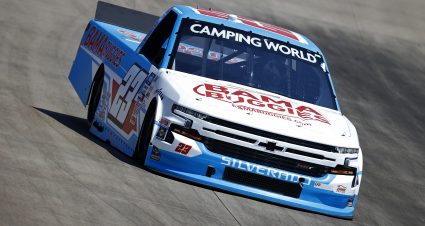 LEBANON, TENNESSEE - JUNE 18: Chase Purdy, driver of the #23 BamaBuggies.com Chevrolet, drives during practice for the NASCAR Camping World Truck Series Rackley Roofing 200 at Nashville Superspeedway on June 18, 2021 in Lebanon, Tennessee. (Photo by Jared C. Tilton/Getty Images) | Getty Images