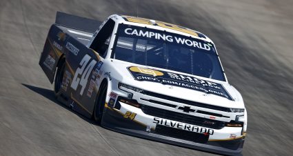 LEBANON, TENNESSEE - JUNE 18: Jack Wood, driver of the #24 Chevy Accessories Chevrolet, drives during practice for the NASCAR Camping World Truck Series Rackley Roofing 200 at Nashville Superspeedway on June 18, 2021 in Lebanon, Tennessee. (Photo by Jared C. Tilton/Getty Images) | Getty Images