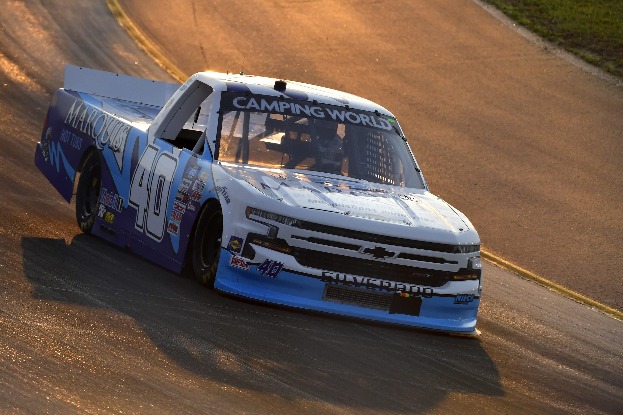 LEBANON, TENNESSEE - JUNE 18: Ryan Truex, driver of the #40 Marquis Spas Chevrolet, drives during the NASCAR Camping World Truck Series Rackley Roofing 200 at Nashville Superspeedway on June 18, 2021 in Lebanon, Tennessee. (Photo by Logan Riely/Getty Images) | Getty Images