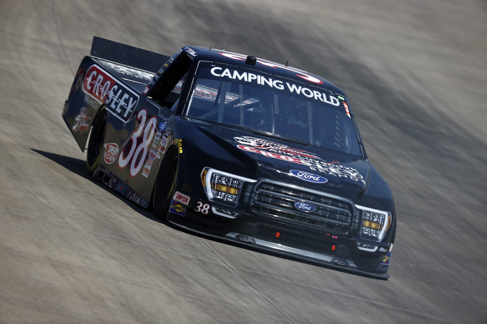 LEBANON, TENNESSEE - JUNE 18: Todd Gilliland, driver of the #38 Crosley Brands Ford, drives during practice for the NASCAR Camping World Truck Series Rackley Roofing 200 at Nashville Superspeedway on June 18, 2021 in Lebanon, Tennessee. (Photo by Jared C. Tilton/Getty Images) | Getty Images