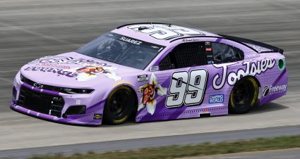 Daniel Suárez’s 2021 #99 Tootsies Orchid Lounge Chevrolet paint scheme.