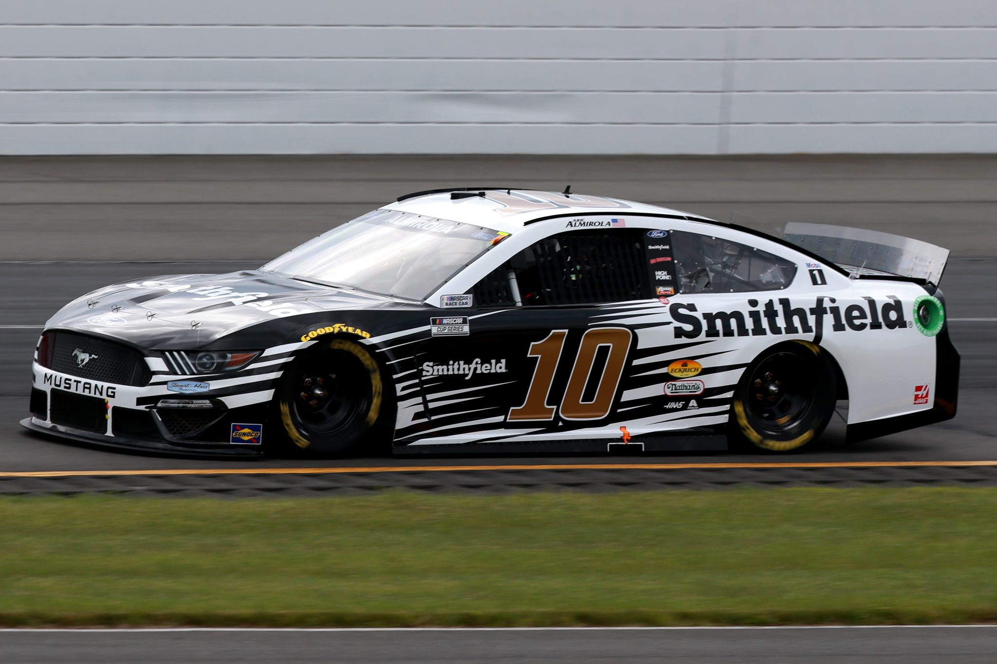 LONG POND, PENNSYLVANIA - JUNE 26: Aric Almirola, driver of the #10 Smithfield Ford, drives during the NASCAR Cup Series Pocono Organics CBD 325 at Pocono Raceway on June 26, 2021 in Long Pond, Pennsylvania. (Photo by Sean Gardner/Getty Images) | Getty Images