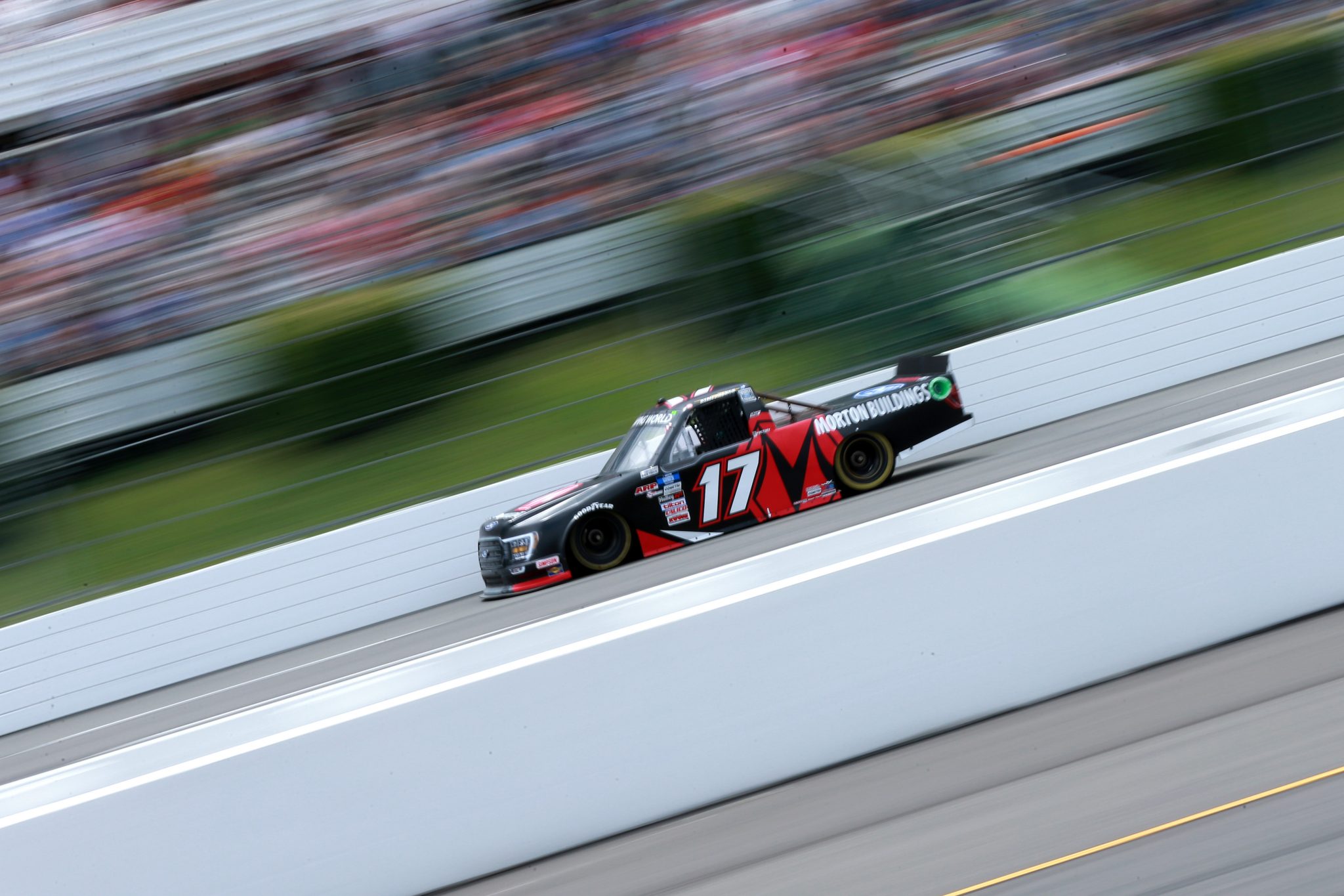 LONG POND, PENNSYLVANIA - JUNE 26: Ryan Preece, driver of the #17 Morton Buildings Ford, drives during the NASCAR Camping World Truck Series CRC Brakleen 150 at Pocono Raceway on June 26, 2021 in Long Pond, Pennsylvania. (Photo by Sean Gardner/Getty Images) | Getty Images