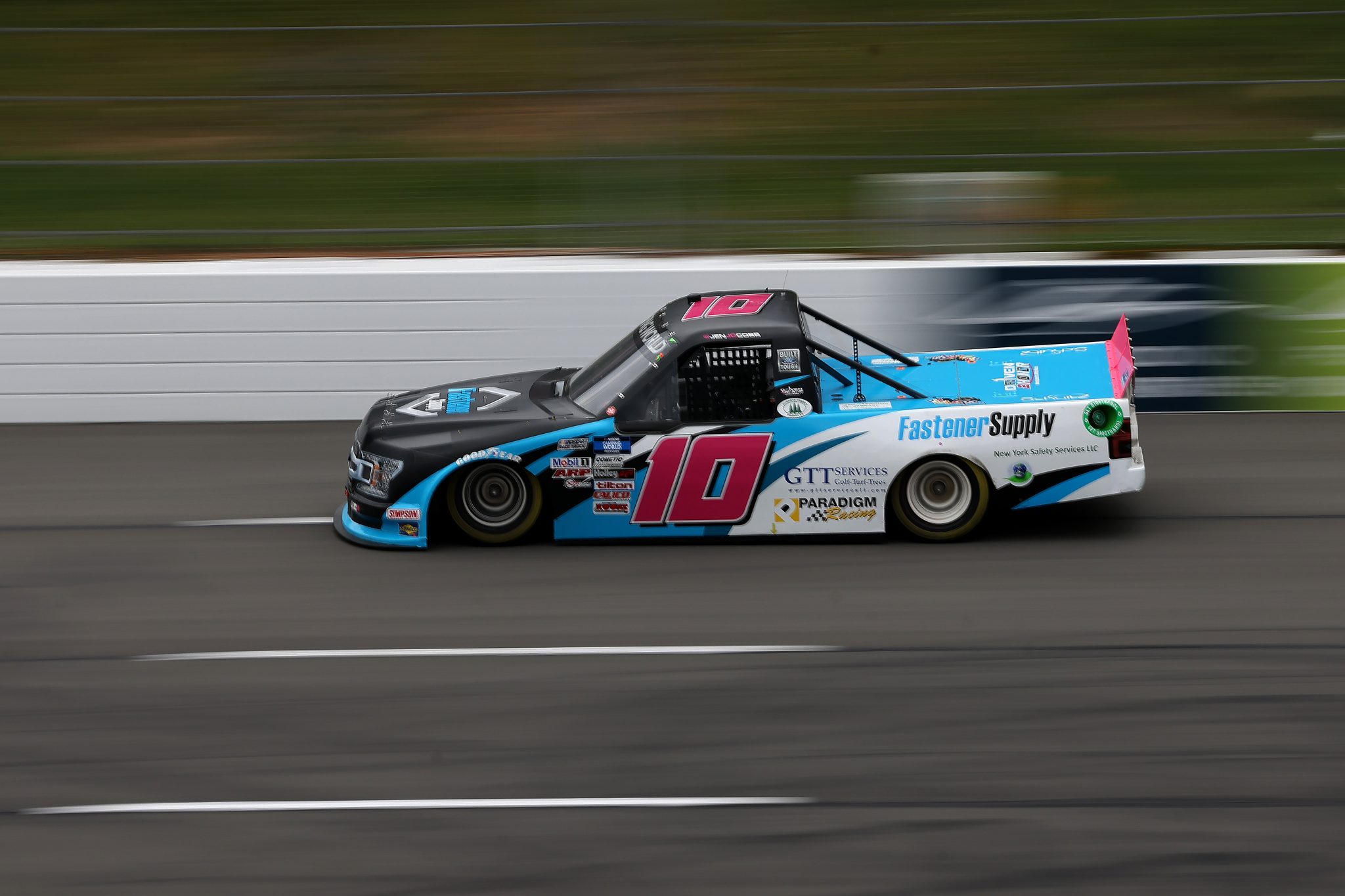 LONG POND, PENNSYLVANIA - JUNE 26: Jennifer Jo Cobb, driver of the #10 Fastener Supply Company Ford, drives during the NASCAR Camping World Truck Series CRC Brakleen 150 at Pocono Raceway on June 26, 2021 in Long Pond, Pennsylvania. (Photo by James Gilbert/Getty Images) | Getty Images