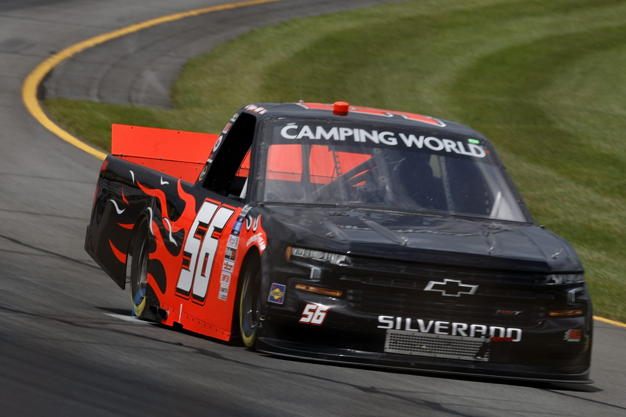 LONG POND, PENNSYLVANIA - JUNE 26: Tyler Hill, driver of the #56 Hill Motorsports Chevrolet, drives during the NASCAR Camping World Truck Series CRC Brakleen 150 at Pocono Raceway on June 26, 2021 in Long Pond, Pennsylvania. (Photo by Tim Nwachukwu/Getty Images) | Getty Images