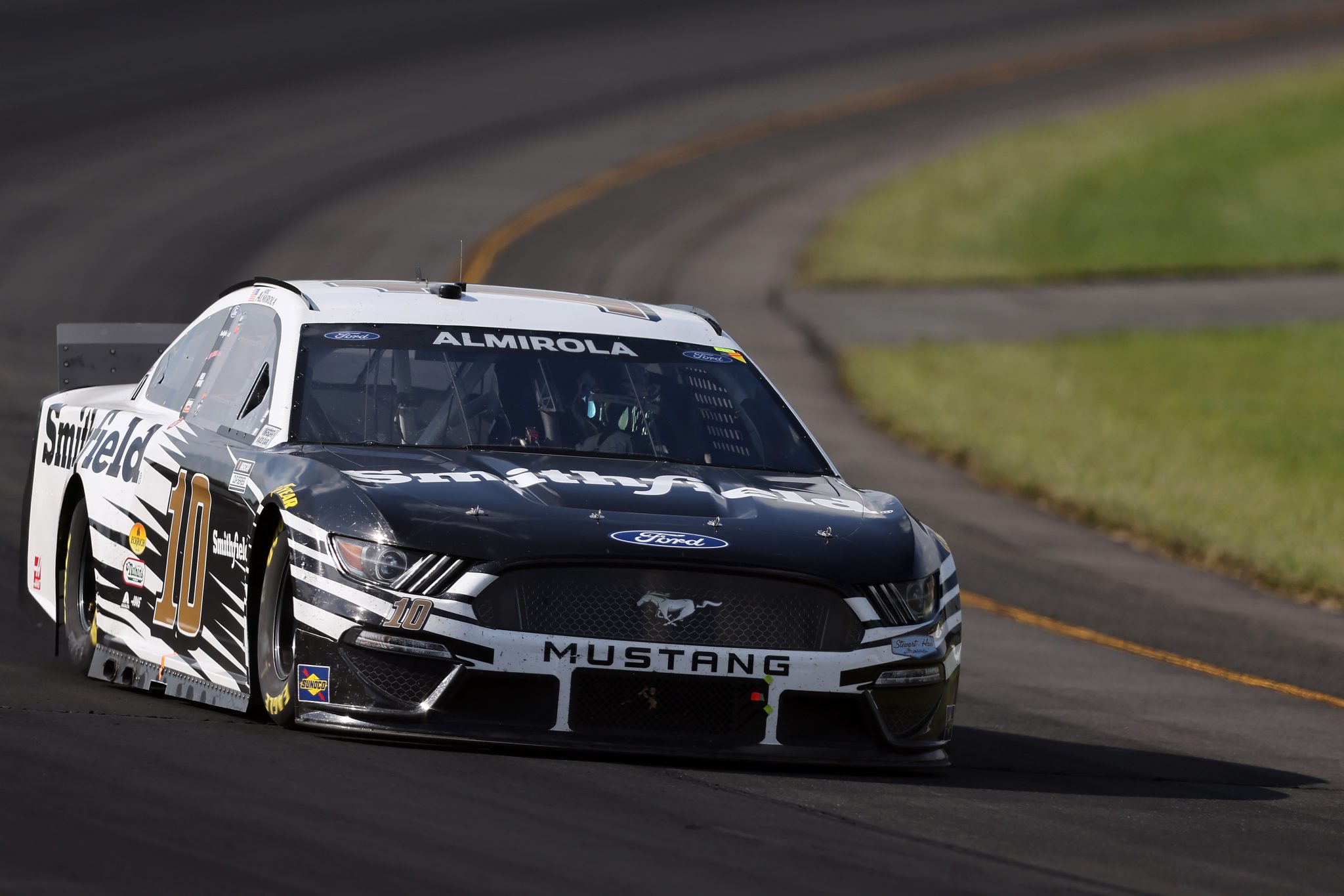 LONG POND, PENNSYLVANIA - JUNE 27: Aric Almirola, driver of the #10 Smithfield Ford, drives during the NASCAR Cup Series Explore the Pocono Mountains 350 at Pocono Raceway on June 27, 2021 in Long Pond, Pennsylvania. (Photo by James Gilbert/Getty Images) | Getty Images
