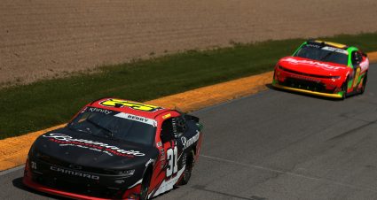 LEXINGTON, OHIO - JUNE 05: Josh Berry, driver of the #31 Bommarito Automotive Group Chevrolet, and Miguel Paludo, driver of the #8 BRANDT Chevrolet, race during the NASCAR Xfinity Series B&L Transport 170 at Mid-Ohio Sports Car Course on June 05, 2021 in Lexington, Ohio. (Photo by Sean Gardner/Getty Images) | Getty Images
