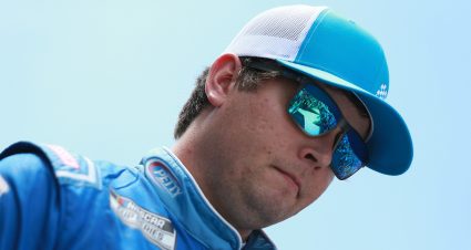 HAMPTON, GEORGIA - JULY 11: Erik Jones, driver of the #43 Petty's Garage Chevrolet, walks the stage during pre-race ceremonies prior to the NASCAR Cup Series Quaker State 400 presented by Walmart at Atlanta Motor Speedway on July 11, 2021 in Hampton, Georgia. (Photo by Sean Gardner/Getty Images) | Getty Images