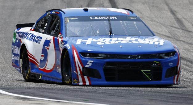 ELKHART LAKE, WISCONSIN - JULY 03: Kyle Larson, driver of the #5 HendrickCars.com Chevrolet, drives during practice for the NASCAR Cup Series Jockey Made in America 250 Presented by Kwik Trip at Road America on July 03, 2021 in Elkhart Lake, Wisconsin. (Photo by Jared C. Tilton/Getty Images) | Getty Images