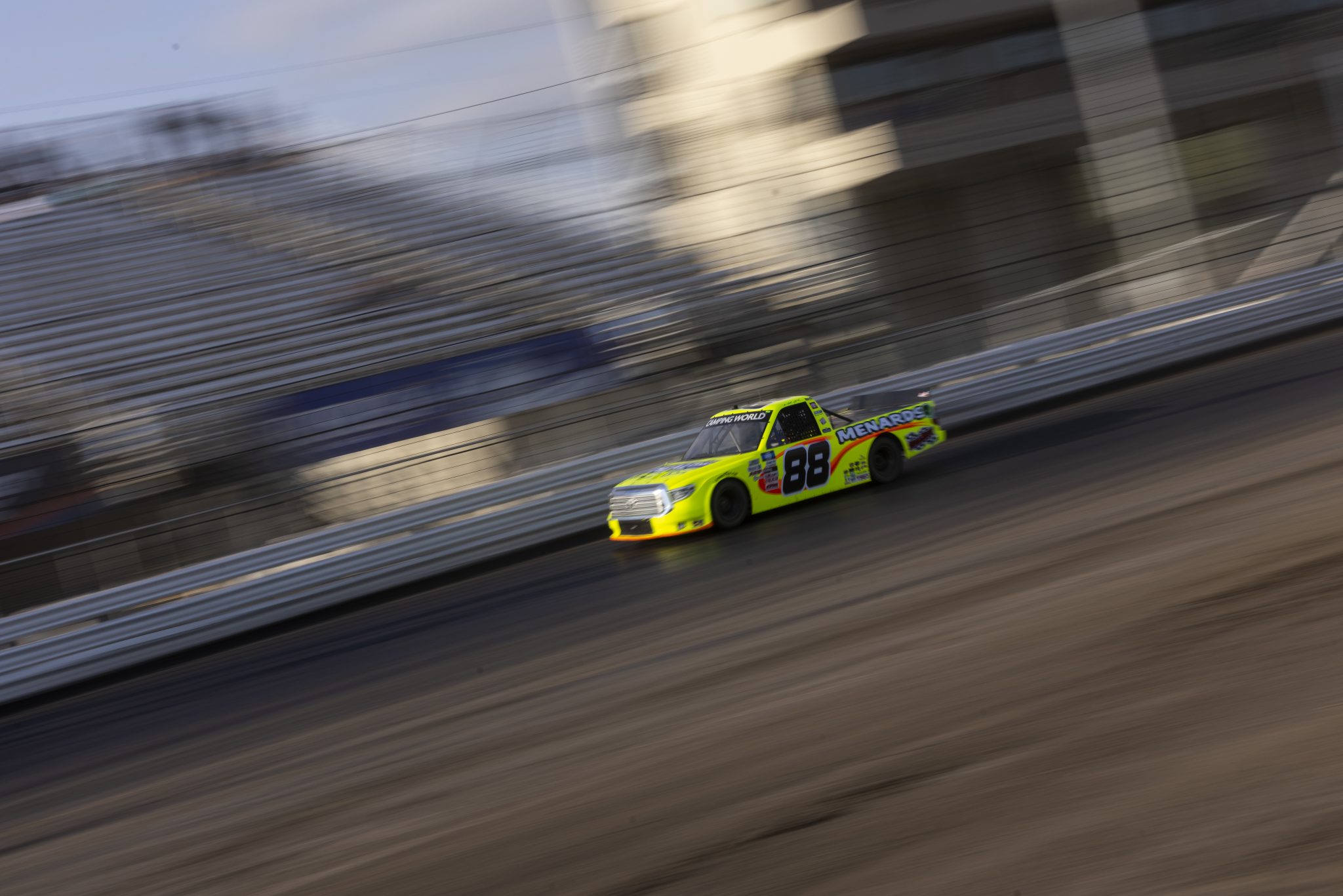 KNOXVILLE, IOWA - JULY 08: Matt Crafton, driver of the #88 Ideal Door/Menards Toyota, drives during practice for the NASCAR Camping World Truck Series Corn Belt 150 presented by Premier Chevy Dealers at Knoxville Raceway on July 08, 2021 in Knoxville, Iowa. (Photo by James Gilbert/Getty Images) | Getty Images