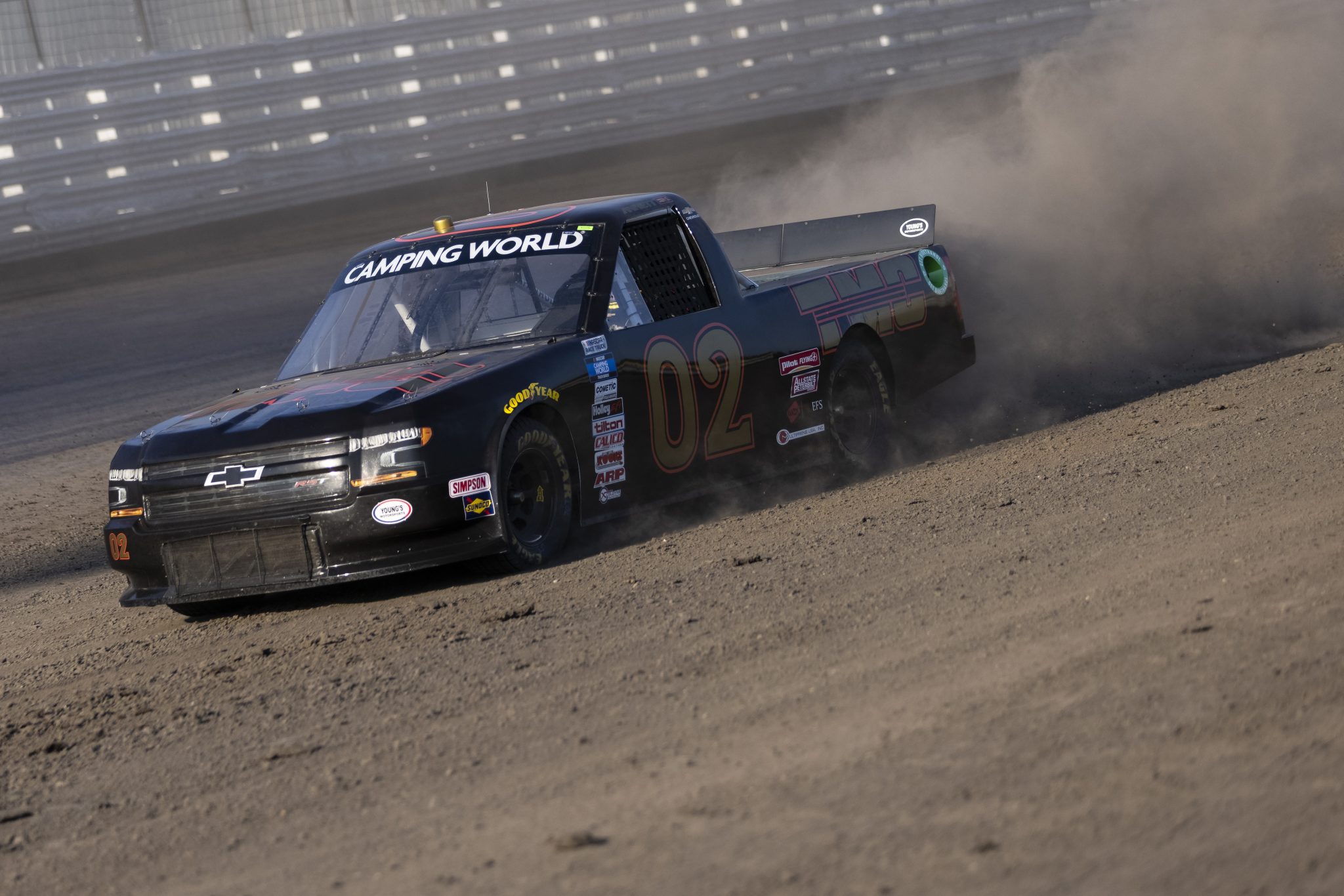 KNOXVILLE, IOWA - JULY 08: Michael Annett, driver of the #02 TMC Chevrolet, drives during practice for the NASCAR Camping World Truck Series Corn Belt 150 presented by Premier Chevy Dealers at Knoxville Raceway on July 08, 2021 in Knoxville, Iowa. (Photo by James Gilbert/Getty Images) | Getty Images