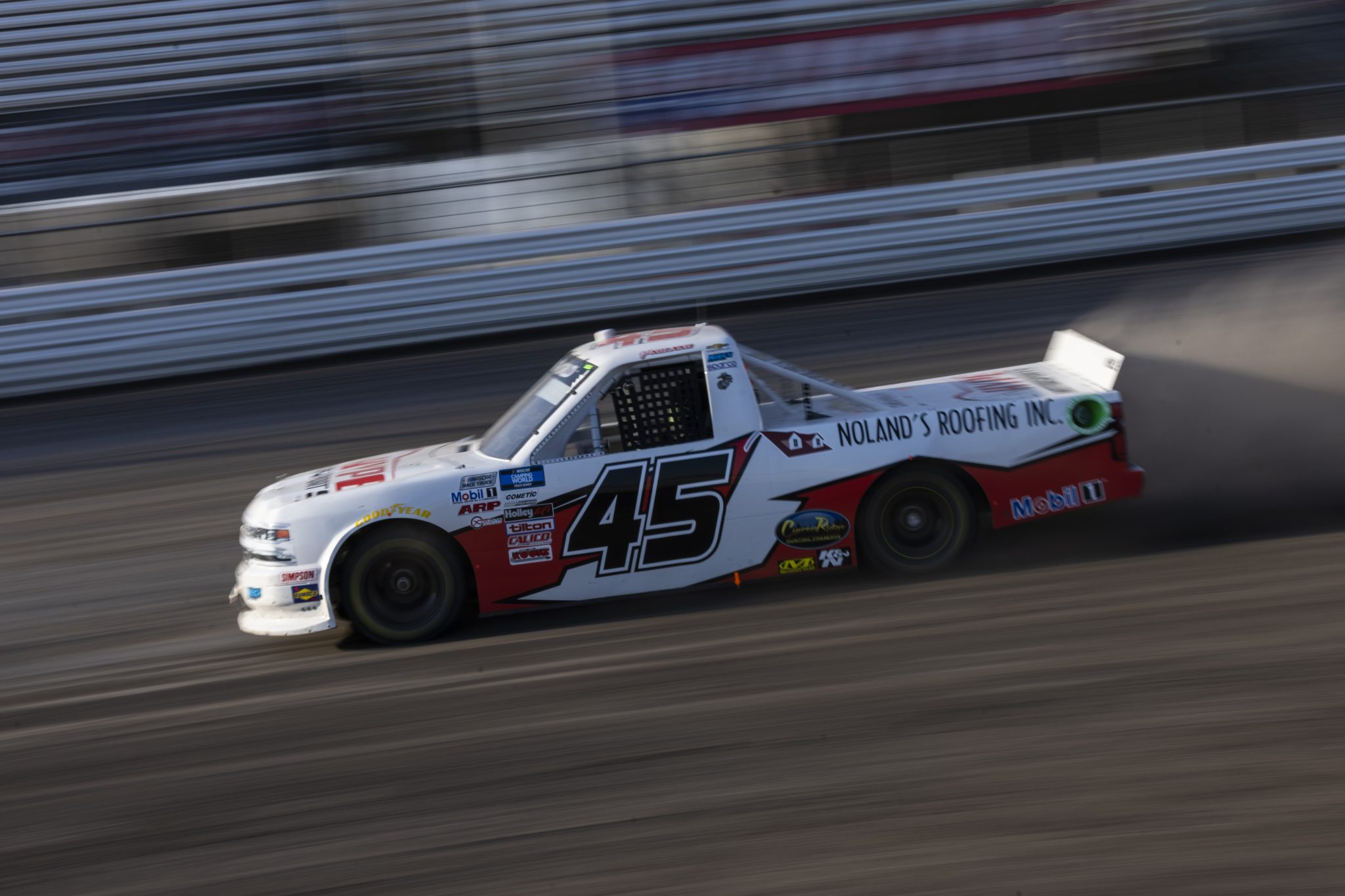 KNOXVILLE, IOWA - JULY 08: Jett Noland, driver of the #45 Hype Motorsports Chevrolet, drives during practice for the NASCAR Camping World Truck Series Corn Belt 150 presented by Premier Chevy Dealers at Knoxville Raceway on July 08, 2021 in Knoxville, Iowa. (Photo by James Gilbert/Getty Images) | Getty Images