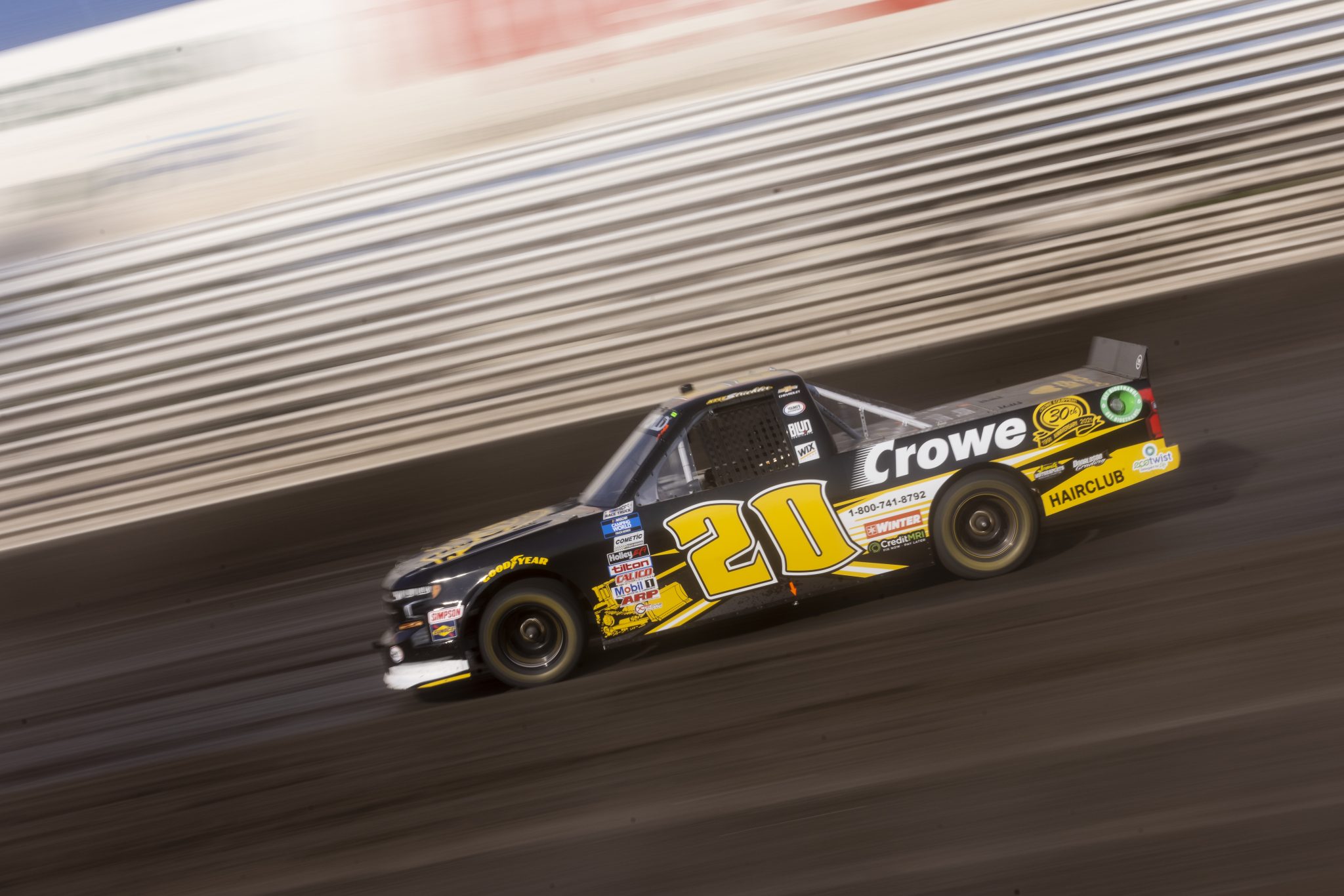 KNOXVILLE, IOWA - JULY 08: Kyle Strickler, driver of the #20 Crowe Equipment Chevrolet, drives during practice for the NASCAR Camping World Truck Series Corn Belt 150 presented by Premier Chevy Dealers at Knoxville Raceway on July 08, 2021 in Knoxville, Iowa. (Photo by James Gilbert/Getty Images) | Getty Images