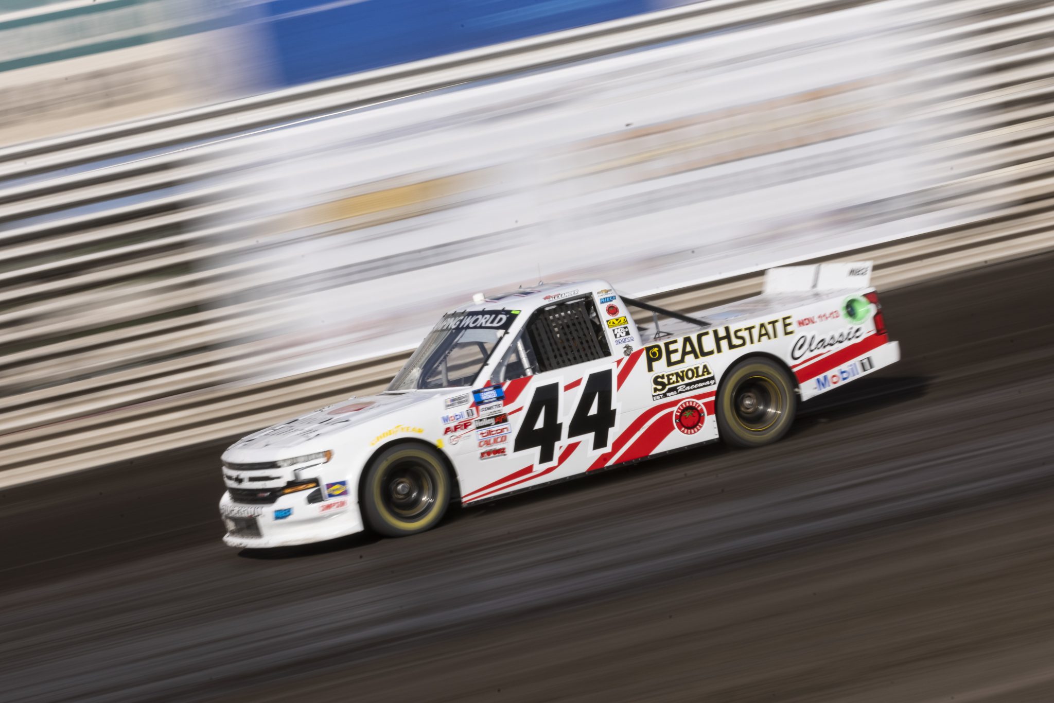 KNOXVILLE, IOWA - JULY 08: Morgan Alexander, driver of the #44 Geneva Farms Chevrolet, drives during practice for the NASCAR Camping World Truck Series Corn Belt 150 presented by Premier Chevy Dealers at Knoxville Raceway on July 08, 2021 in Knoxville, Iowa. (Photo by James Gilbert/Getty Images) | Getty Images