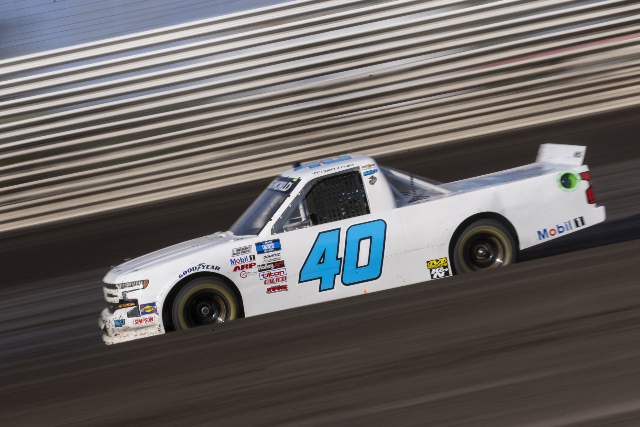 KNOXVILLE, IOWA - JULY 08: Ryan Truex, driver of the #40 Niece/Marquis Chevrolet, drives during practice for the NASCAR Camping World Truck Series Corn Belt 150 presented by Premier Chevy Dealers at Knoxville Raceway on July 08, 2021 in Knoxville, Iowa. (Photo by James Gilbert/Getty Images) | Getty Images
