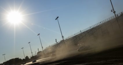 KNOXVILLE, IOWA - JULY 08: Trucks are seen on track during practice for the NASCAR Camping World Truck Series Corn Belt 150 presented by Premier Chevy Dealers at Knoxville Raceway on July 08, 2021 in Knoxville, Iowa. (Photo by James Gilbert/Getty Images) | Getty Images