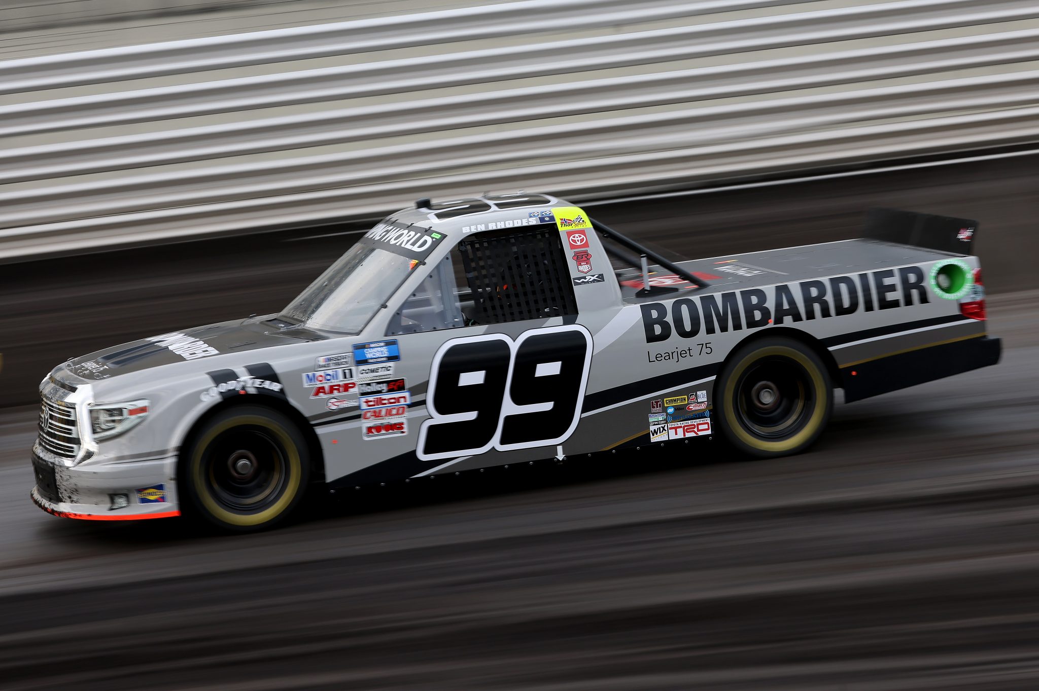 KNOXVILLE, IOWA - JULY 09: Ben Rhodes, driver of the #99 Bombardier LearJet 75 Toyota, drives during qualifying for the NASCAR Camping World Truck Series Corn Belt 150 presented by Premier Chevy Dealers at Knoxville Raceway on July 09, 2021 in Knoxville, Iowa. (Photo by James Gilbert/Getty Images) | Getty Images