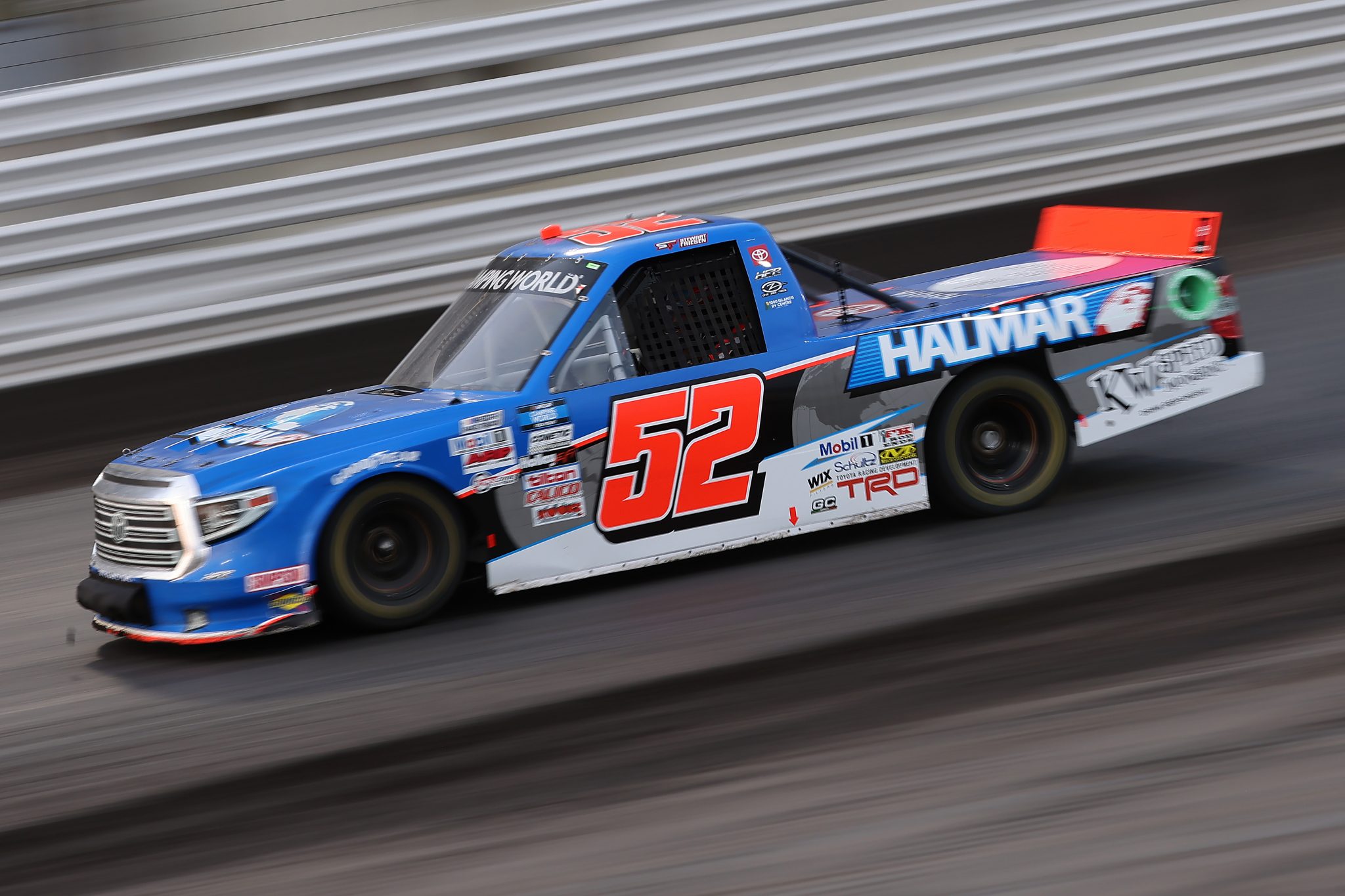KNOXVILLE, IOWA - JULY 09: Stewart Friesen, driver of the #52 Halmar International Toyota, drives during the NASCAR Camping World Truck Series Corn Belt 150 presented by Premier Chevy Dealers at Knoxville Raceway on July 09, 2021 in Knoxville, Iowa. (Photo by James Gilbert/Getty Images) | Getty Images