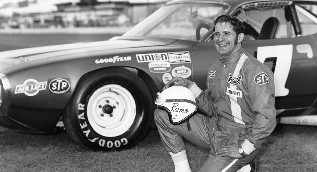 DAYTONA BEACH, FL — February 1971:  Ramo Stott of Keokuk, IA, ran this 1971 Plymouth in both the ARCA 300 event and the Daytona 500 NASCAR Cup race at Daytona International Speedway.  He qualified for the pole position for the ARCA race, but fell out with engine failure and placed 21st.  Stott came back to post an 11th place effort in the Daytona 500.  (Photo by ISC Images & Archives via Getty Images)