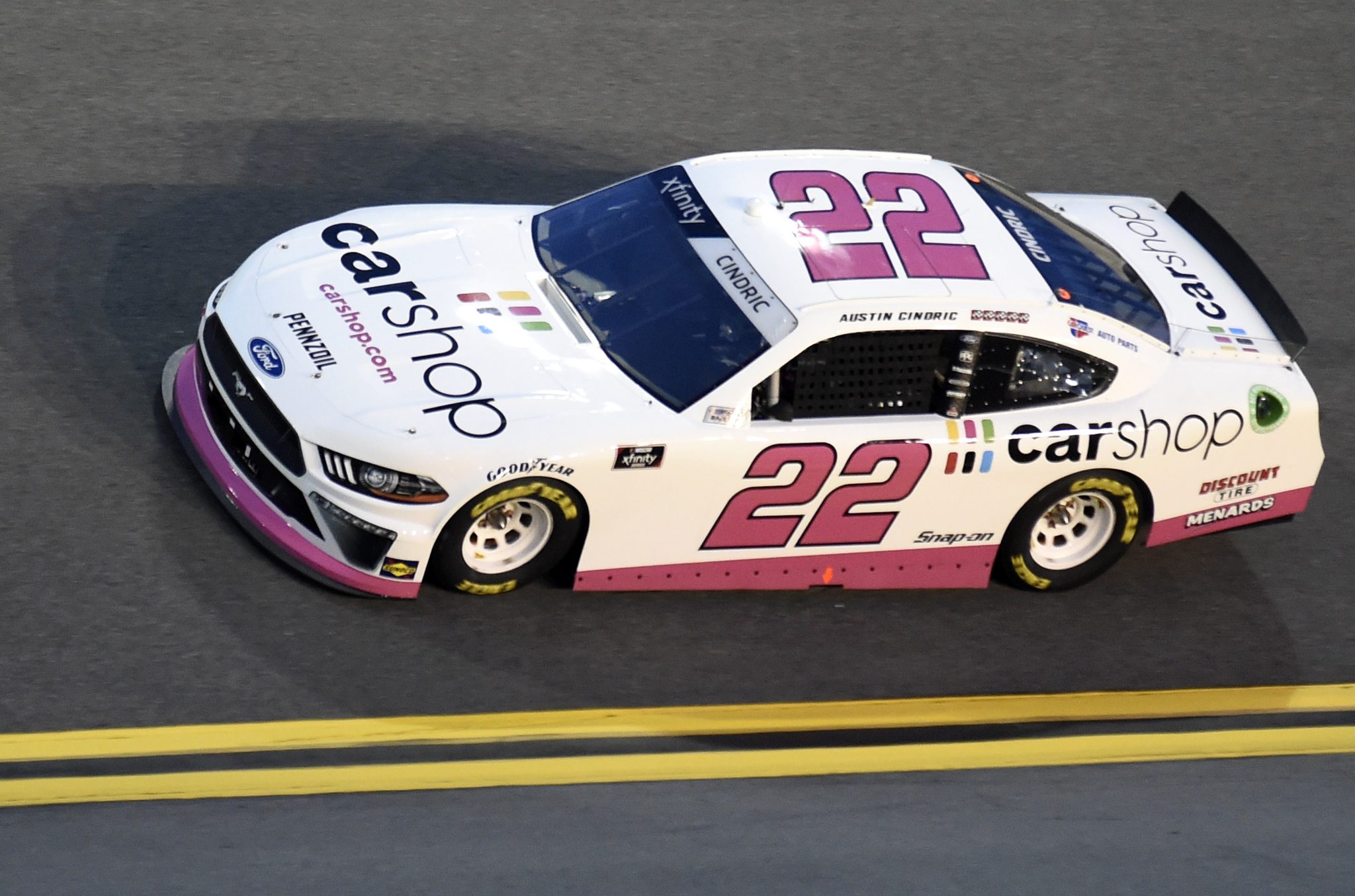 DAYTONA BEACH, FLORIDA - AUGUST 27: Austin Cindric, driver of the #22 Car Shop Ford, drives during the NASCAR Xfinity Series Wawa 250 at Daytona International Speedway on August 27, 2021 in Daytona Beach, Florida. (Photo by Logan Riely/Getty Images) | Getty Images