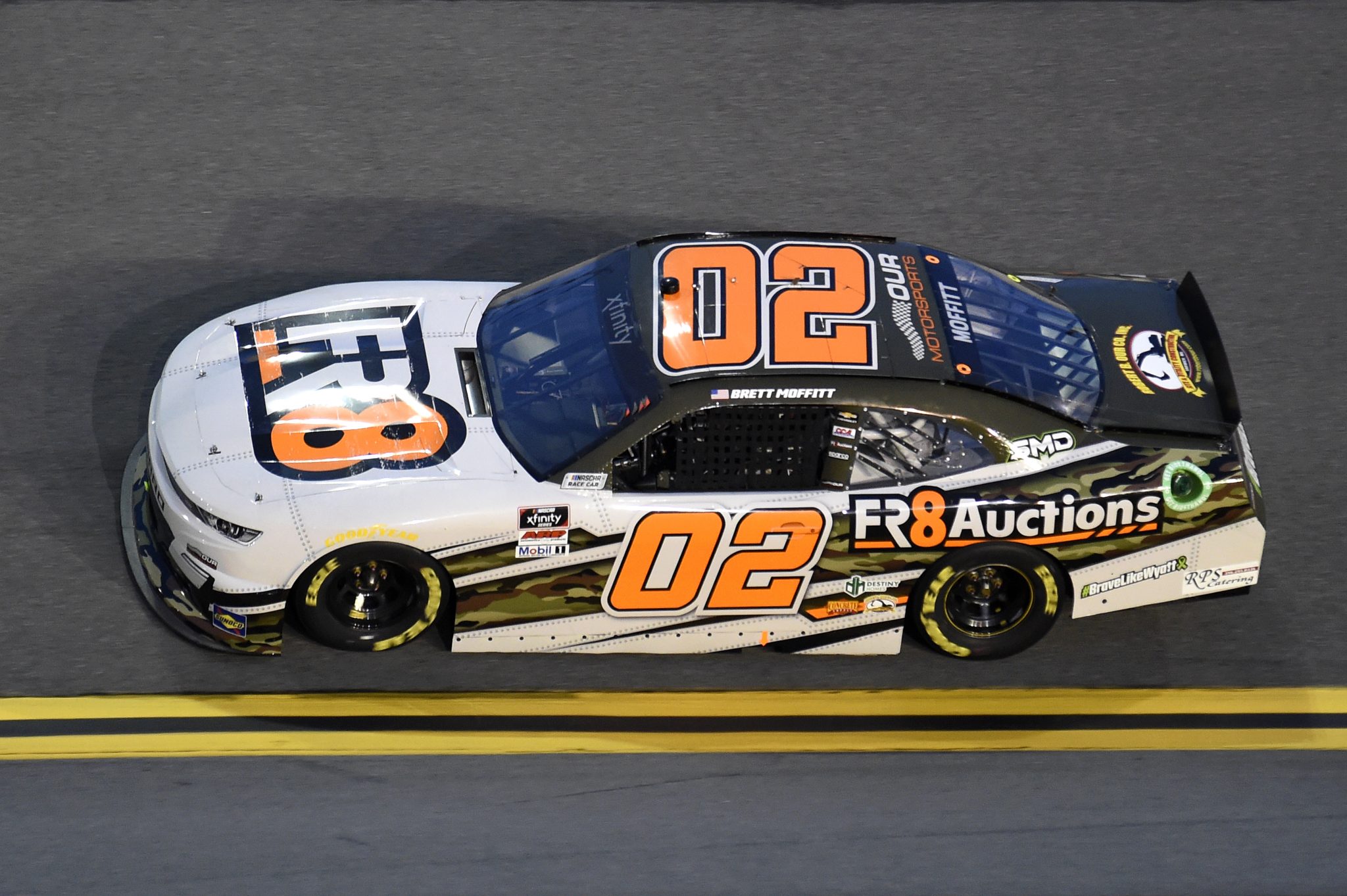 DAYTONA BEACH, FLORIDA - AUGUST 27: Brett Moffitt, driver of the #02 Fr8Auctions Chevrolet, drives during the NASCAR Xfinity Series Wawa 250 at Daytona International Speedway on August 27, 2021 in Daytona Beach, Florida. (Photo by Logan Riely/Getty Images) | Getty Images