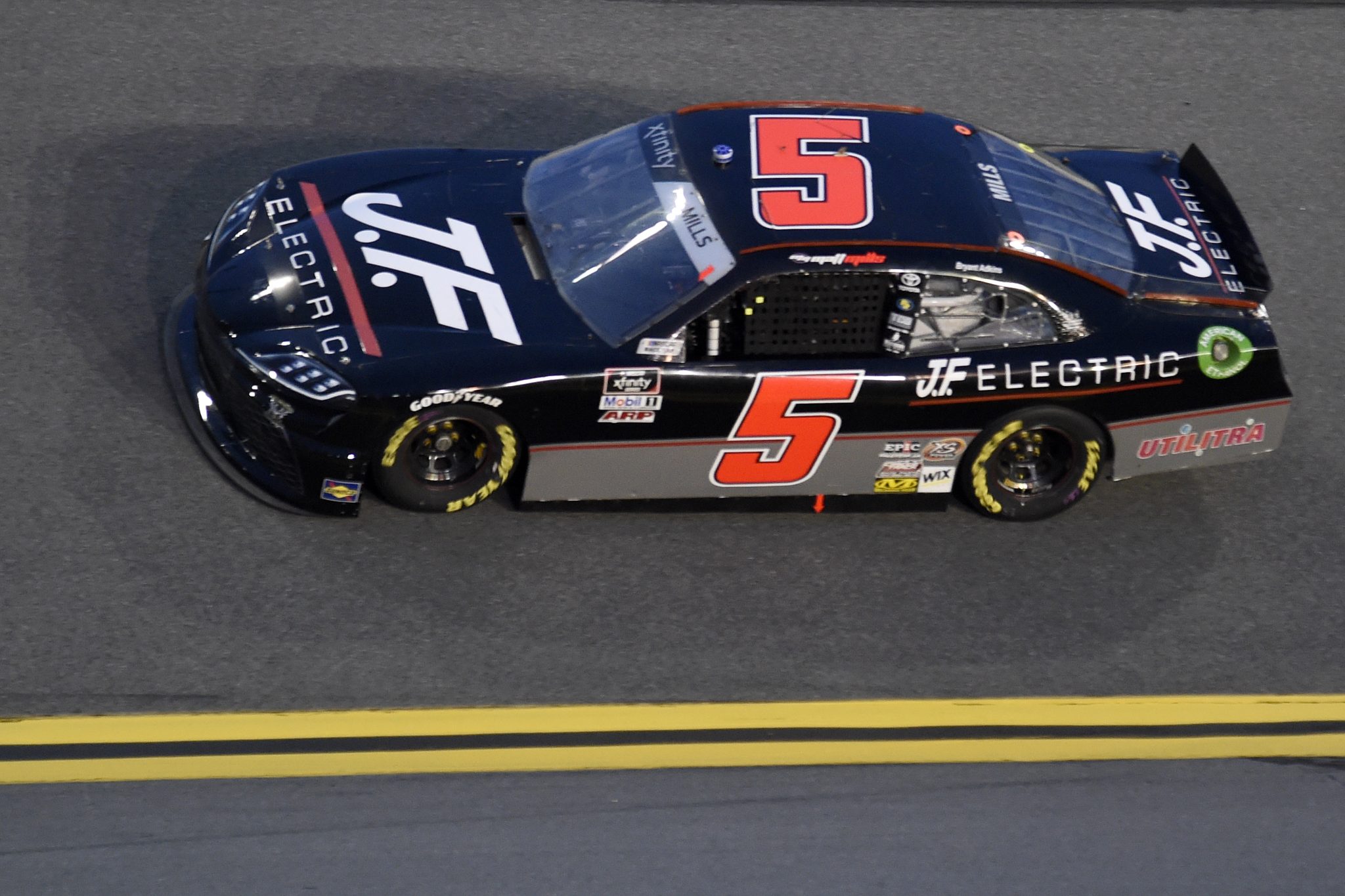 DAYTONA BEACH, FLORIDA - AUGUST 27: Matt Mills, driver of the #5 J.F. Electric Toyota, drives during the NASCAR Xfinity Series Wawa 250 at Daytona International Speedway on August 27, 2021 in Daytona Beach, Florida. (Photo by Logan Riely/Getty Images) | Getty Images
