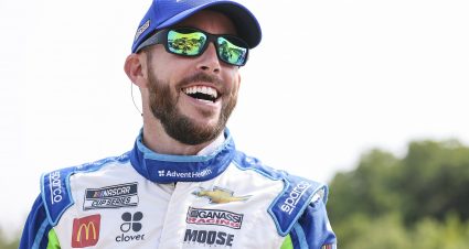 ELKHART LAKE, WISCONSIN - JULY 04: Ross Chastain, driver of the #42 AdventHealth Chevrolet, laughs on the grid during qualifying for the NASCAR Cup Series Jockey Made in America 250 Presented by Kwik Trip at Road America on July 04, 2021 in Elkhart Lake, Wisconsin. (Photo by James Gilbert/Getty Images) | Getty Images