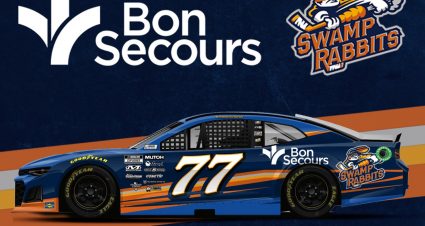 Justin Haley’s 2021 #77 Bon Secours and the Greenville Swamp Rabbits Chevrolet paint scheme.