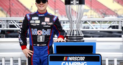 WATKINS GLEN, NEW YORK - AUGUST 07: John Hunter Nemechek, driver of the #4 Mobil 1 Toyota, and winner of the 2021 NASCAR Camping World Truck Series Regular Season Championship, poses for photos prior to the NASCAR Camping World Truck Series  United Rentals 176 at Watkins Glen International on August 07, 2021 in Watkins Glen, New York. (Photo by Jared C. Tilton/Getty Images) | Getty Images