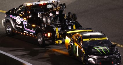 RICHMOND, VIRGINIA - SEPTEMBER 11: Kurt Busch, driver of the #1 Monster Energy Chevrolet, is towed by the NASCAR Safety Crew after an on-track incident during the NASCAR Cup Series Federated Auto Parts 400 Salute to First Responders at Richmond Raceway on September 11, 2021 in Richmond, Virginia. (Photo by Jared C. Tilton/Getty Images) | Getty Images