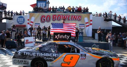 RICHMOND, VIRGINIA - SEPTEMBER 11: Noah Gragson, driver of the #9 Bass Pro Shops/TrueTimber/BRCC Chevrolet, celebrates in the Ruoff Mortgage victory lane after winning the NASCAR Xfinity Series Go Bowling 250 at Richmond Raceway on September 11, 2021 in Richmond, Virginia. (Photo by Sean Gardner/Getty Images) | Getty Images