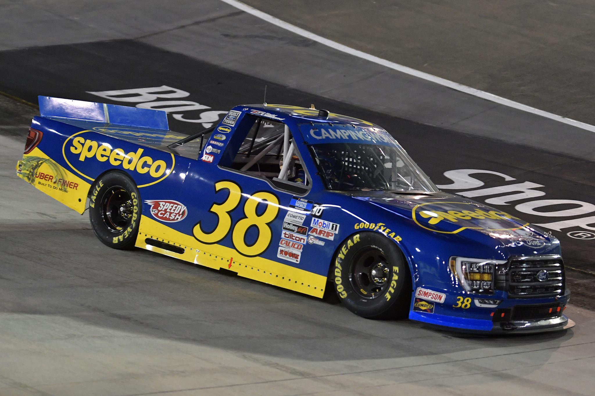 BRISTOL, TENNESSEE - SEPTEMBER 16: Todd Gilliland, driver of the #38 Speedco Ford, drives during the NASCAR Camping World Truck Series UNOH 200 presented by Ohio Logistics at Bristol Motor Speedway on September 16, 2021 in Bristol, Tennessee. (Photo by Logan Riely/Getty Images) | Getty Images