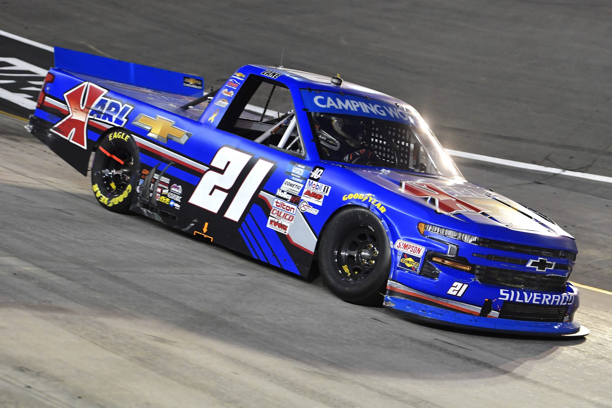 BRISTOL, TENNESSEE - SEPTEMBER 16: Zane Smith, driver of the #21 Karl Chevrolet Chevrolet, drives during the NASCAR Camping World Truck Series UNOH 200 presented by Ohio Logistics at Bristol Motor Speedway on September 16, 2021 in Bristol, Tennessee. (Photo by Logan Riely/Getty Images) | Getty Images