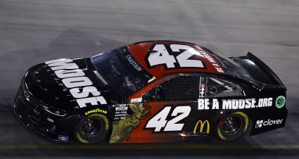BRISTOL, TENNESSEE - SEPTEMBER 18: Ross Chastain, driver of the #42 Moose Fraternity Chevrolet, drives during the NASCAR Cup Series Bass Pro Shops Night Race at Bristol Motor Speedway on September 18, 2021 in Bristol, Tennessee. (Photo by Jared C. Tilton/Getty Images) | Getty Images