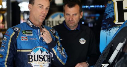 HAMPTON, GA - FEBRUARY 22:  Kevin Harvick, driver of the #4 Busch Beer Ford, talks with crew chief Rodney Childers during practice for the Monster Energy NASCAR Cup Series Folds of Honor Quiktrip 500 at Atlanta Motor Speedway on February 22, 2019 in Hampton, Georgia.  (Photo by Chris Graythen/Getty Images) | Getty Images