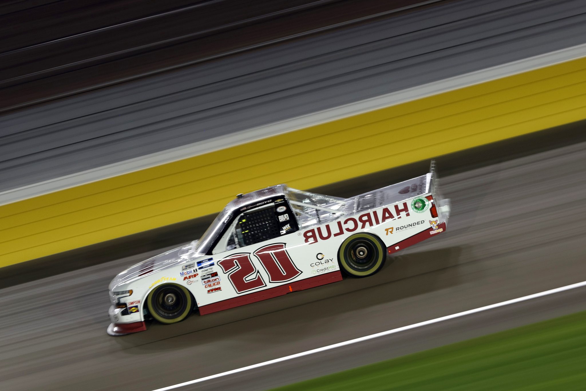 LAS VEGAS, NEVADA - SEPTEMBER 24: Spencer Boyd, driver of the #20 Hairclub Chevrolet, drives during the NASCAR Camping World Truck Series Victoria's Voice Foundation 200 presented by Westgate Resorts at Las Vegas Motor Speedway on September 24, 2021 in Las Vegas, Nevada. (Photo by Steph Chambers/Getty Images) | Getty Images