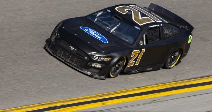 Harrison Burton’s 2022 #21 Ford / Black test scheme Ford paint scheme.