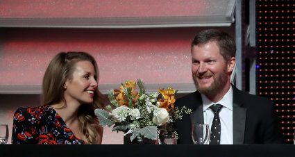 CHARLOTTE, NC - DECEMBER 08:  Dale Earnhardt Jr. sits alongside his wife Amy during the NASCAR XFINITY and Truck Series Banquets at Charlotte Convention Center on December 8, 2018 in Charlotte, North Carolina.  (Photo by Streeter Lecka/Getty Images) | Getty Images