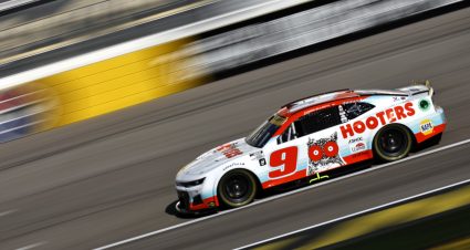 LAS VEGAS, NEVADA - OCTOBER 15: Chase Elliott, driver of the #9 Hooters Chevrolet, drives during practice for the NASCAR Cup Series South Point 400  at Las Vegas Motor Speedway on October 15, 2022 in Las Vegas, Nevada. (Photo by Sean Gardner/Getty Images) | Getty Images