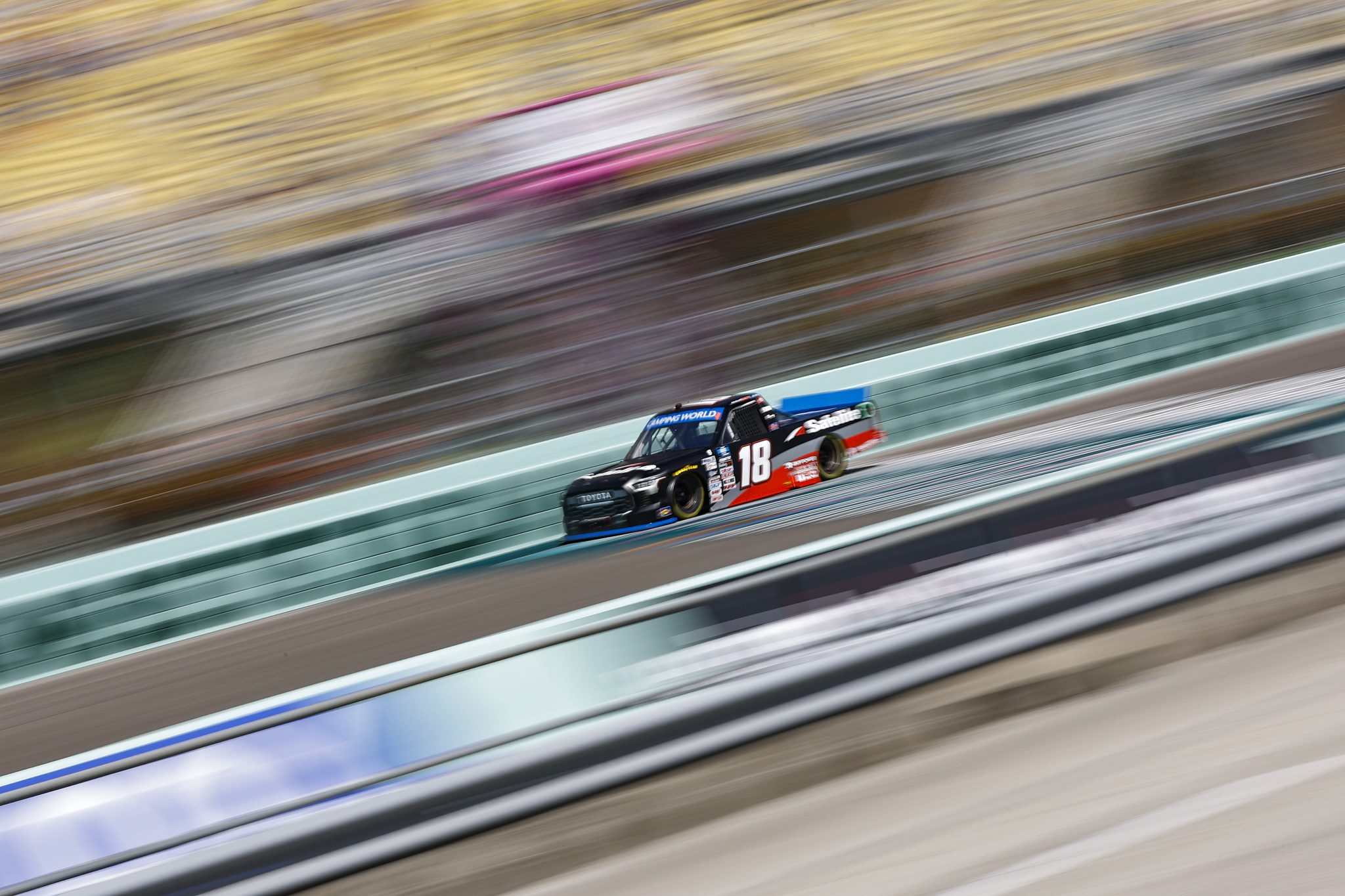 HOMESTEAD, FLORIDA - OCTOBER 22: Chandler Smith, driver of the #18 Safelite AutoGlass Toyota, drives during the NASCAR Camping World Truck Series Baptist Health 200 at Homestead-Miami Speedway on October 22, 2022 in Homestead, Florida. (Photo by Sean Gardner/Getty Images) | Getty Images