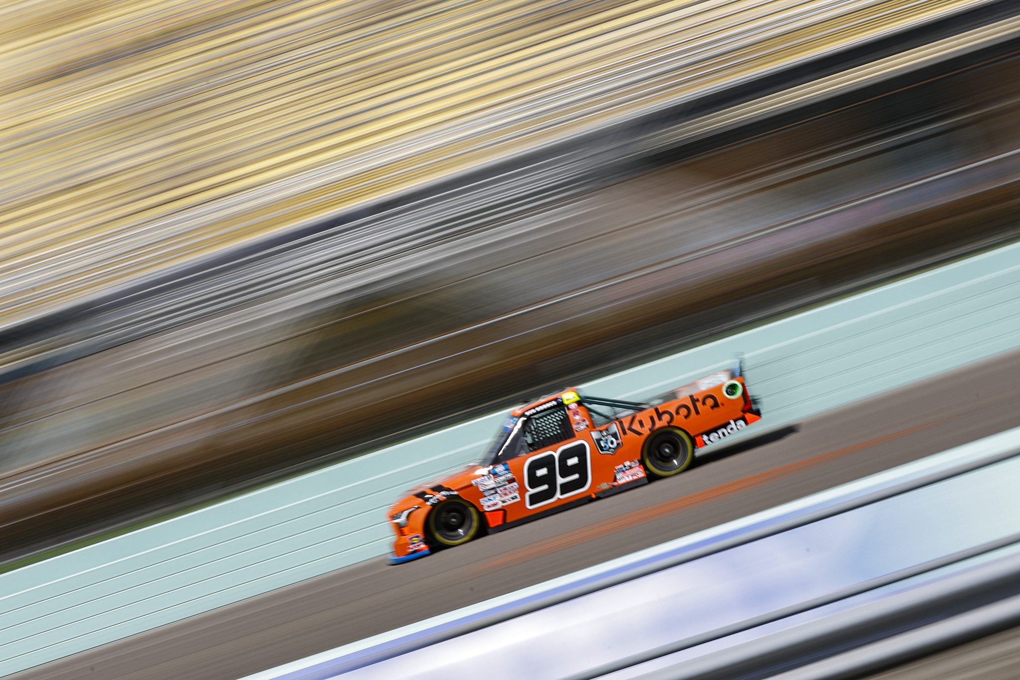 HOMESTEAD, FLORIDA - OCTOBER 22: Ben Rhodes, driver of the #99 Kubota Toyota, drives during the NASCAR Camping World Truck Series Baptist Health 200 at Homestead-Miami Speedway on October 22, 2022 in Homestead, Florida. (Photo by Sean Gardner/Getty Images) | Getty Images
