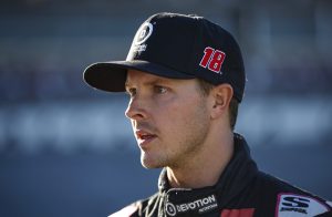 TALLADEGA, ALABAMA - SEPTEMBER 30: Trevor Bayne, driver of the #18 Dollar Concrete Toyota, looks on during qualifying for the NASCAR Xfinity Series Sparks 300 at Talladega Superspeedway on September 30, 2022 in Talladega, Alabama. (Photo by Sean Gardner/Getty Images) | Getty Images