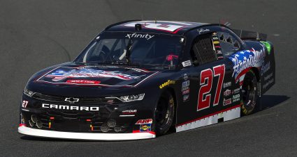 CONCORD, NORTH CAROLINA - OCTOBER 08: Jeb Burton, driver of the #27 Arrowhead Brass Chevrolet, drives during practice for the NASCAR Xfinity Series Drive for the Cure 250 presented by BlueCross BlueShield of North Carolina at Charlotte Motor Speedway on October 08, 2022 in Concord, North Carolina. (Photo by Mike Mulholland/Getty Images) | Getty Images