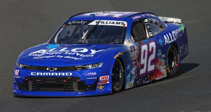 CONCORD, NORTH CAROLINA - OCTOBER 08: Josh Williams, driver of the #92 Alloy Employer Services Chevrolet, drives during practice for the NASCAR Xfinity Series Drive for the Cure 250 presented by BlueCross BlueShield of North Carolina at Charlotte Motor Speedway on October 08, 2022 in Concord, North Carolina. (Photo by Mike Mulholland/Getty Images) | Getty Images
