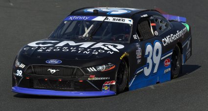 CONCORD, NORTH CAROLINA - OCTOBER 08: Ryan Sieg, driver of the #39 CMRoofing.com/A-Game Ford, drives during practice for the NASCAR Xfinity Series Drive for the Cure 250 presented by BlueCross BlueShield of North Carolina at Charlotte Motor Speedway on October 08, 2022 in Concord, North Carolina. (Photo by Mike Mulholland/Getty Images) | Getty Images